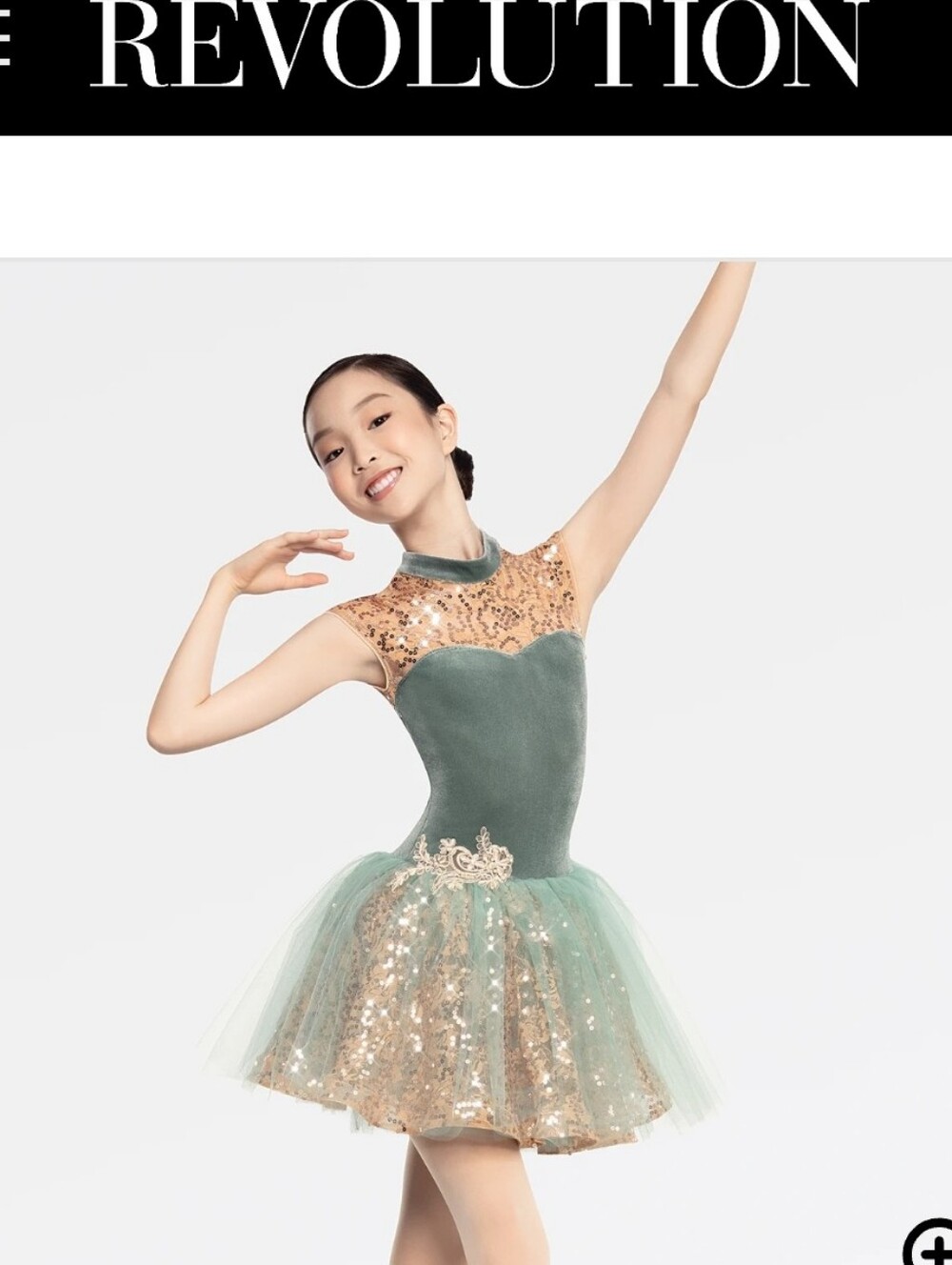Revolution Green Velvet and Gold Sequin Tulle Ballet Dress for Girls